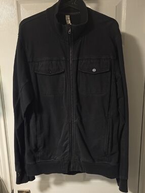 lululemon athletica Black Zip-Up Jacket with Dot-Trim Mens L